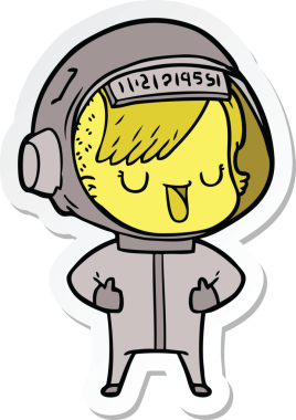 Bir insan tarafından çizilmiş astronot bir kadının çıkartması.