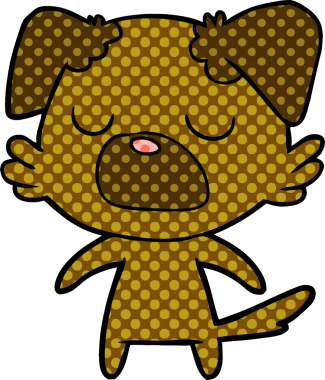 Bir insan tarafından çizilmiş çizgi film köpeği.