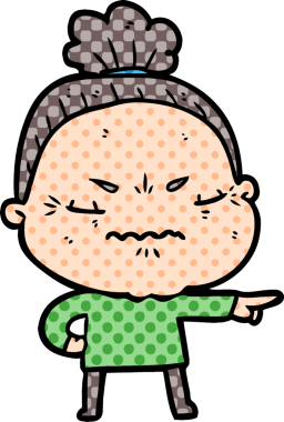 Çizgi film bir insan tarafından çizilmiş yaşlı bir kadın tarafından rahatsız edildi.