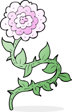 Bir insan tarafından çizilmiş karikatür çiçeği