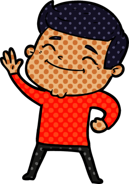 Bir insan tarafından çizilmiş mutlu çizgi film adamı.