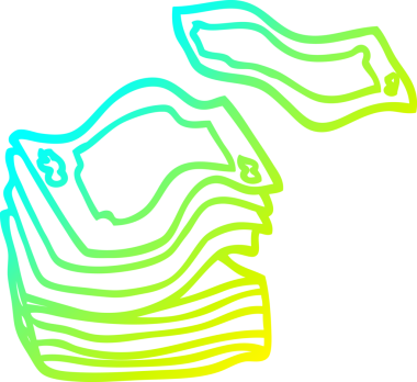 Bir çizgi filmin soğuk gradyan çizimi Bir insan tarafından çekilen büyük para yığını