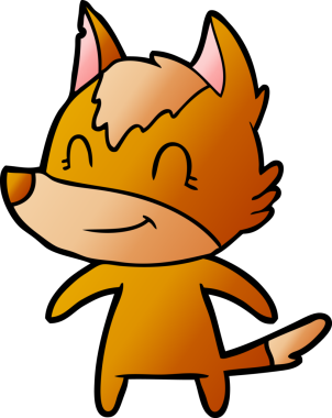 Bir insan tarafından çizilmiş tilki çizgi film karakteri