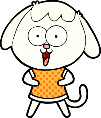 Bir insan tarafından çizilmiş şirin bir çizgi film köpeği.