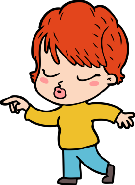 Bir insan tarafından çizilmiş gözleri kapalı çizgi film kadını.