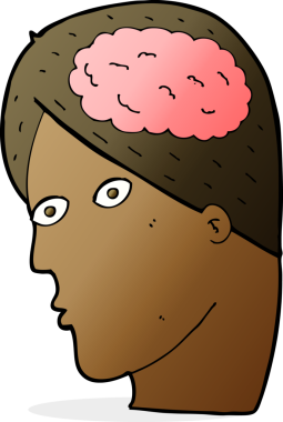 Bir insan tarafından çizilmiş beyin sembollü çizgi film başı