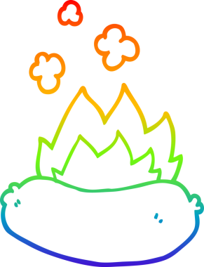 Gökkuşağı gradyan çizgi çizimi bir insan tarafından çizilmiş yanan bir sosis