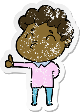 Bir insan tarafından çizilmiş karikatür adamın sıkıntılı çıkartması.