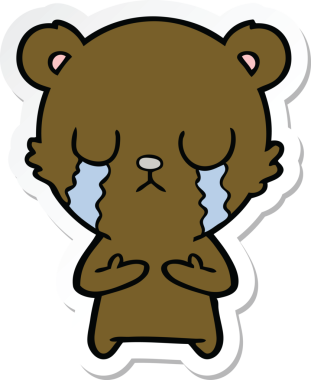 Bir insan tarafından çizilmiş ağlayan çizgi film ayısının çıkartması.