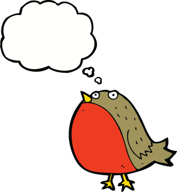 Bir insan tarafından çizilmiş düşünce balonlu çizgi robin.