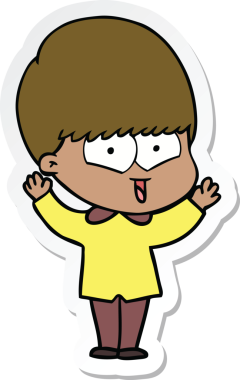 Bir insan tarafından çizilmiş mutlu bir çocuğun çıkartması.