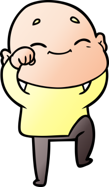 Bir insan tarafından çizilmiş mutlu, kel adam.