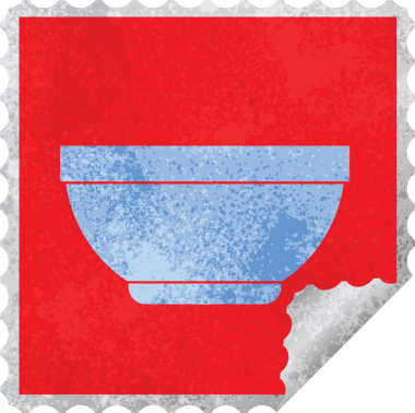 Bir insan tarafından çizilmiş pirinç kase kare kabuğu vektör illüstrasyonu