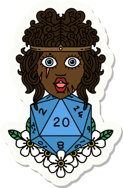 Bir insan tarafından çizilmiş 20 zarlı bir insan barbarının çıkartması.