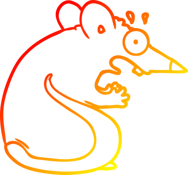 Bir insan tarafından çizilmiş korkmuş bir farenin sıcak çizgi çizimi