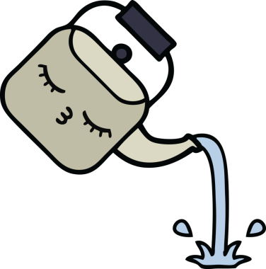 Bir insan tarafından çizilmiş tatlı bir çaydanlık karikatürü