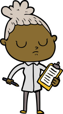 Bir insan tarafından çizilmiş sakin bir kadın çizgi filmi.