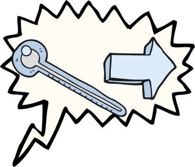 Bir insan tarafından çizilmiş serbest konuşma balonu karikatürü termometresi