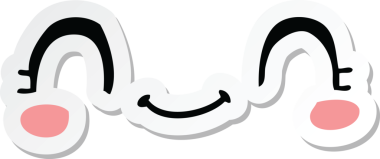 Bir insan tarafından çizilmiş şirin bir karikatür yüzü çıkartması.