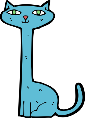 Bir insan tarafından çizilmiş çizgi film kedisi.