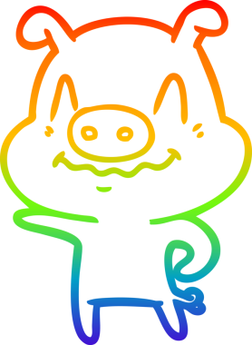 gökkuşağı gradyan çizimi bir insan tarafından çizilmiş sinir çizgi domuz