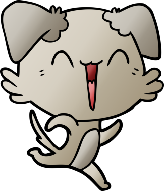 Bir insan tarafından çizilmiş küçük mutlu köpek çizgi filmi.