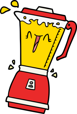 Bir insan tarafından çizilmiş dönen çizgi film yemek işlemcisi