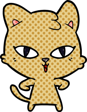 Bir insan tarafından çizilmiş çizgi film kedisi.