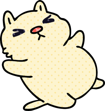 Bir insan tarafından çizilmiş çizgi roman tarzı tuhaf bir kedi.