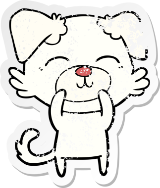 Bir insan tarafından çizilmiş bir karikatür köpeğinin sıkıntılı çıkartması.