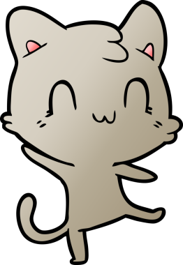 Bir insan tarafından çizilmiş mutlu bir kedi.