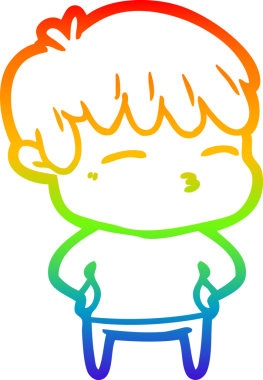 Gökkuşağı gradyanı çizimi Bir insan tarafından çizilmiş meraklı bir çocuk