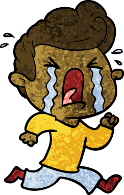 Bir insan tarafından çizilmiş ağlayan bir karikatür.