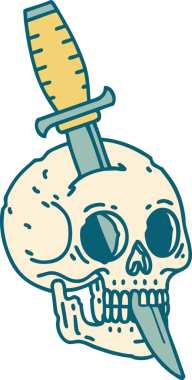 Bir insan tarafından çizilmiş bir kafatasının ikonik dövme şekli