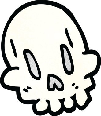 Bir insan tarafından çizilmiş komik kafatası.