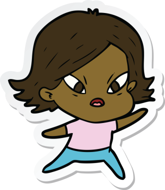 Bir insan tarafından çizilmiş bir karikatür çıkartması.