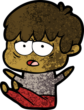 Bir insan tarafından çizilmiş bitkin çocuk çizgi filmi.