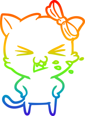 gökkuşağı gradyanı çizimi bir insan tarafından çizilmiş çizgi film kedisi