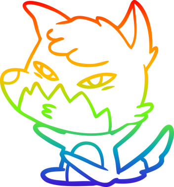 gökkuşağı gradyanı çizimi bir insan tarafından çizilmiş akıllı bir tilki çizgi filmi