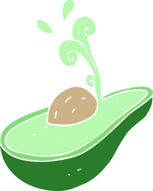 Bir insan tarafından çizilen avokadonun düz renk çizimi