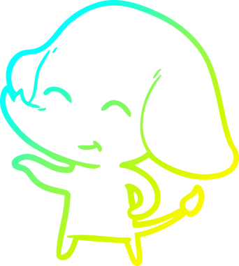 Bir insan tarafından çizilmiş şirin bir filin soğuk gradyan çizgisi