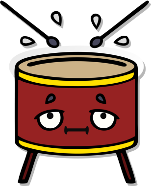 Bir insan tarafından çizilmiş şirin bir davulun sıkıntılı çıkartması.