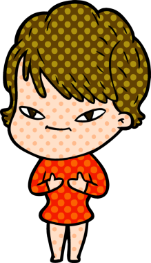 Bir insan tarafından çizilmiş mutlu bir kadın.