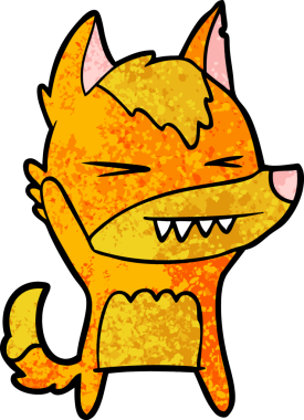 Bir insan tarafından çizilmiş tilki çizgi film karakteri