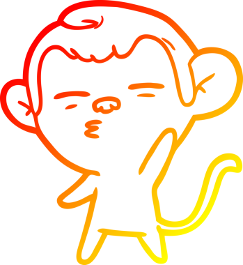 Bir insan tarafından çizilmiş şüpheli bir maymunun sıcak çizgi çizimi