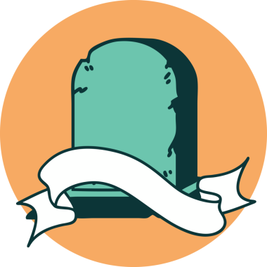 Bir insan tarafından çizilmiş mezar taşı pankartıyla dövme biçimi simgesi