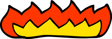 Bir insan tarafından çizilmiş yanan alevler.