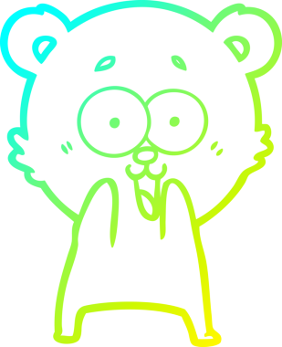 Heyecanlı bir oyuncak ayının insan tarafından çizilmiş soğuk hava çizgisi.