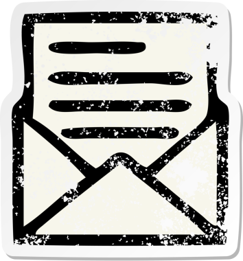 Sevimli bir karikatür mektubu ve bir insan tarafından çizilmiş zarfın sıkıntılı etiketi.