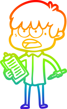 Bir insan tarafından çizilmiş endişeli bir çizgi film çocuğunun çizimi.